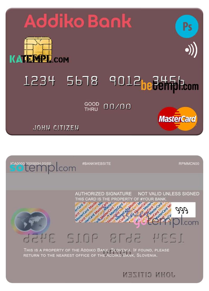 Slovenia Addiko Bank mastercard template in PSD format
